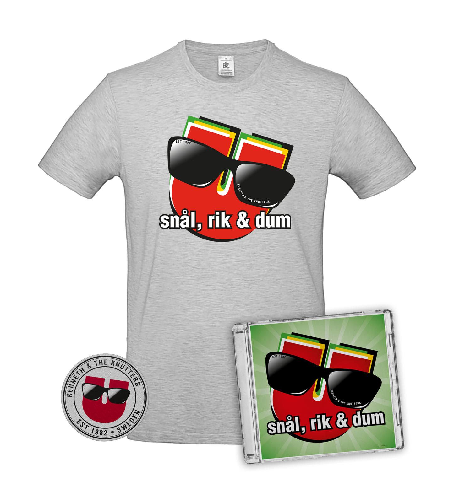 KENNETH & THE KNUTTERS - SNÅL, RIK & DUM BUNDLE (CD, T-SHIRT & PATCH)