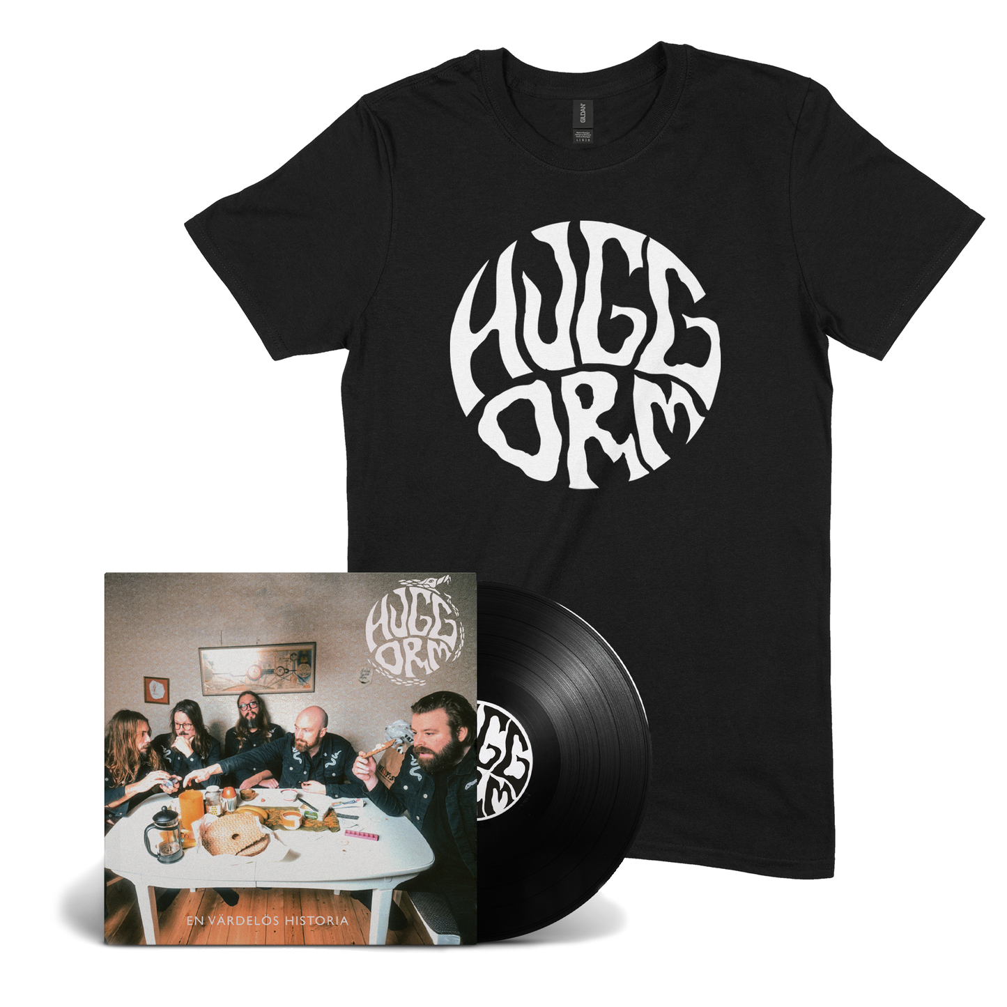 HUGGORM - EN VÄRDELÖS HISTORIA, BUNDLE (VINYL LP + T-SHIRT) SIGNERAD!